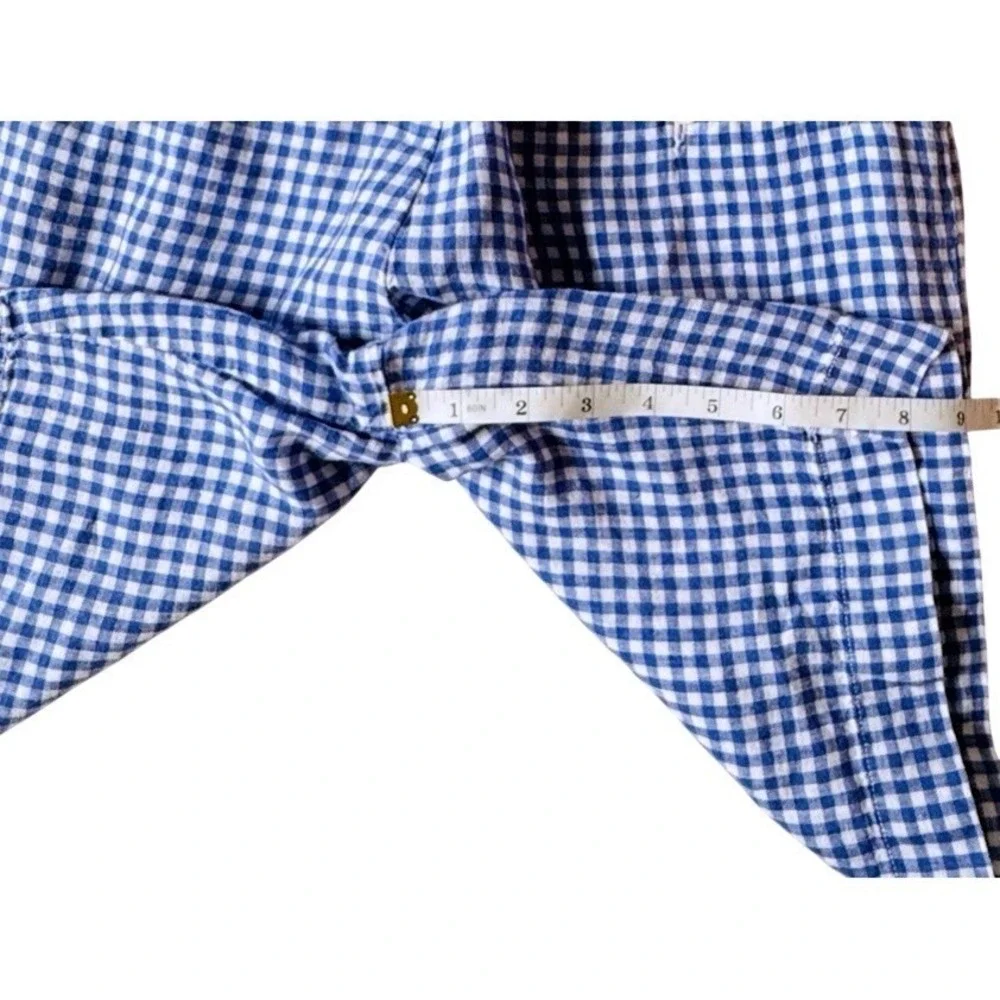 Ralph Lauren Vinatge 100% Linen Shorts Men's 32 Straight Fit Blue Gingham Check